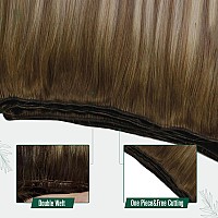 Runature Balayage Sew In Hair Extensions Real Human Hair 16 Inch Straight Human Hair Weft Extensions Walnut Brown To Ash Brwon O