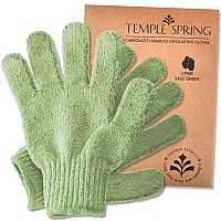 Exfoliating gloves, Bamboo Exfoliator Mitt, BathShower Scrub, Body Exfoliation Hand Mitten, Beauty ScrubsLoofah, Ingrown HairDead Skin Remover, Natural (Sage green)