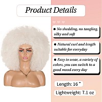 Kalyss 16 Womens Short Afro Kinky Curly Hair Platinum Wigs For Black Women Large Bouncy And Soft Natural Looking Premium Synth