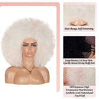 Kalyss 16 Womens Short Afro Kinky Curly Hair Platinum Wigs For Black Women Large Bouncy And Soft Natural Looking Premium Synth