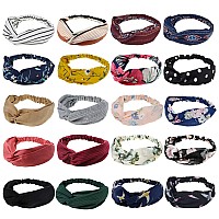 DRESHOW 20 Pack Turban Headbands for Women Elastic Back Twisted Hair Bands Face Vintage Cross Head Wrap Hair Accessories