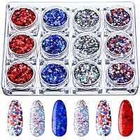 12 Boxes 4Th Of July Star Nail Art Sequins Glitter Nail Art Confetti Star Shaped Manicure Decorations For Nails Art Eye Face Bod