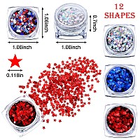 12 Boxes 4Th Of July Star Nail Art Sequins Glitter Nail Art Confetti Star Shaped Manicure Decorations For Nails Art Eye Face Bod