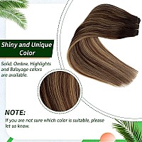 Weft Hair Extensions Human Hair Ombre 20 Inch 100G Brown To Golden Brown With Blonde Highlights Human Hair Sew In Extensions Re