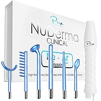 Nuderma Clinical Skin Therapy Wand - Portable High Frequency Skin Therapy Machine W 6 Fusion Neon + Argon Wands - Anti Aging - Blemish & Spot Control - Skin Tightening & Radiance - Wrinkle Reducing