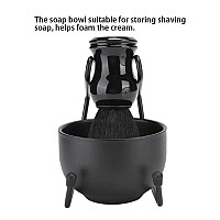 Zjchao Shaving Brush Stand Bowl Set, 3 In 1 Hair Shaving Set Men'S Wet Shaving Kit Shaving Bowl Hair Shave Brush Stand Holder Men(Black)