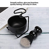 Zjchao Shaving Brush Stand Bowl Set, 3 In 1 Hair Shaving Set Men'S Wet Shaving Kit Shaving Bowl Hair Shave Brush Stand Holder Men(Black)