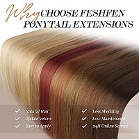 Feshfen Straight Long Ponytail Extensions 28 Inch Wrap Around Synthetic Off Black Ponytails Hair Piece Pony Tail Hair Extensions