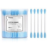 Cotton Swabs Tifanso 200 Count Natural Double Tipped Cotton Bubs Crueltyfree Cotton Swabs Chlorinefree Hypoallergenic Blue