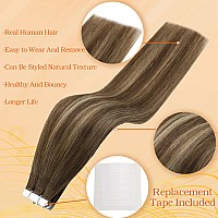 Full Shine Tape In Hair Extensions Human Hair 14 Inch Glue In Hair Extensions Tape In Skin Weft Hair Extension Color Medium Brow