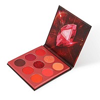 Docolor Eyeshadow Palette 9 Colors Red Eyeshadow Gemstone Shadow Palette Highly Pigmented Mattes Shimmers Naked Smokey Glitter C