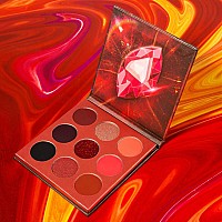 Docolor Eyeshadow Palette 9 Colors Red Eyeshadow Gemstone Shadow Palette Highly Pigmented Mattes Shimmers Naked Smokey Glitter C