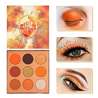 Docolor Eyeshadow Palette 9 Colors Orange Eyeshadow Gemstone Shadow Palette Highly Pigmented Mattes Shimmers Naked Smokey Glitte