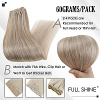 Full Shine Human Hair Clip In Extensions Blonde Highlight 3Pcs Straight Remy Clip In Hair Extensions Lace Weft Natural Real Huma