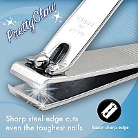 Prettyclaw Nail Clippers Sharp Edge Fingernail And Toenail Clipper Cutter Thick Nail Trimmer Stainless Steel For Manicure And