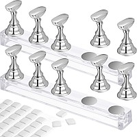 2 Set Acrylic Nail Art Practice Stands Magnetic Nail Tips Holders Training Fingernail Display Stands Diy Nail Crystal Holders An