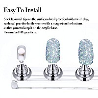 2 Set Acrylic Nail Art Practice Stands Magnetic Nail Tips Holders Training Fingernail Display Stands Diy Nail Crystal Holders An