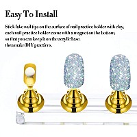 2 Set Acrylic Nail Art Practice Stands Magnetic Nail Tips Holders Training Fingernail Display Stands Diy Nail Crystal Holders An