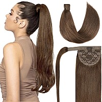 22 Human Hair Ponytail Extension 105G 4 Chocolate Brown 100 Remy Human Hair Wrap Around Long Ponytail Clip In Hair Extensions