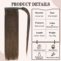 22 Human Hair Ponytail Extension 105G 4 Chocolate Brown 100 Remy Human Hair Wrap Around Long Ponytail Clip In Hair Extensions