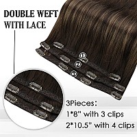 Full Shine Dark Brown Clip In Hair Extensions Ombre Human Hair Extensions To Dark Brown Mix Ash Brown 18 Inch Straight Lace Weft