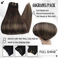 Full Shine Dark Brown Clip In Hair Extensions Ombre Human Hair Extensions To Dark Brown Mix Ash Brown 18 Inch Straight Lace Weft