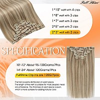 Full Shine Hair Extensions Clip In Human Hair 7 Pcs Real Hair Clip In Extensions Blonde Highlights Color 16P22 Remy Hair Clip In