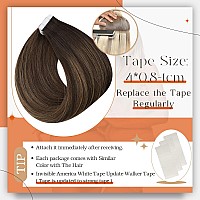 Full Shine Tape In Human Hair Balayage Tape In Hair Extensions Color 2 Dark Brown To 8 Ash Brown Highlight 2 Brown Natural Tape