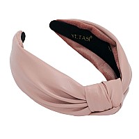 Yetasi Headbands For Women Pink Trendy Head Bands For Womens Hair Faux Leather Knotted Headband For Women Is A Top Knot Womens