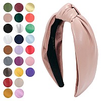 Yetasi Headbands For Women Pink Trendy Head Bands For Womens Hair Faux Leather Knotted Headband For Women Is A Top Knot Womens