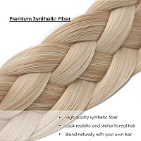 Hairro Braided Headband Wide Chunky Plaited Synthetic Hairpiece Elastic Stretch Hairband With 5 Strands Fake Hair Braids For W