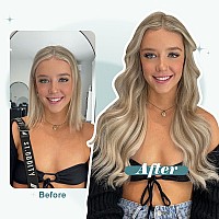 Full Shine Clip In Hair Extensions Dirty Blonde Highlights Light Blonde Hair Extensions Clip Ins Real Hair Extensions Silky Stra