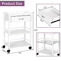 Salon Trolley Cart For Beauty Spa Wooden Rolling Storage Station White Mobile Utility Cabinet With 1 Drawer 2 Trays Medical E