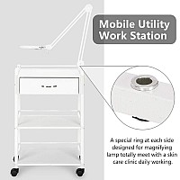 Salon Trolley Cart For Beauty Spa Wooden Rolling Storage Station White Mobile Utility Cabinet With 1 Drawer 2 Trays Medical E