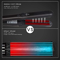 Dorisilk Steam Straightener For Hair, Professional Steam Flat Iron Salon Ceramic Tourmaline Vapor Steam Ionic Straightening Iron 2 In 1 Hair Straightener And Curler Dual Voltage Adjustable Temp