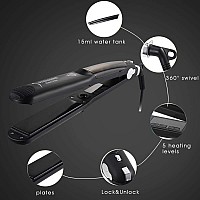 Dorisilk Steam Straightener For Hair, Professional Steam Flat Iron Salon Ceramic Tourmaline Vapor Steam Ionic Straightening Iron 2 In 1 Hair Straightener And Curler Dual Voltage Adjustable Temp