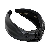 Yetasi Headbands For Women Black Trendy Head Bands For Womens Hair Leather Knotted Headband For Women Is A Top Knot Womens Head