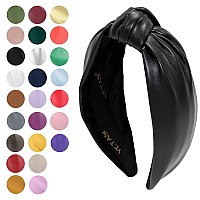 Yetasi Headbands For Women Black Trendy Head Bands For Womens Hair Leather Knotted Headband For Women Is A Top Knot Womens Head