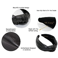 Yetasi Headbands For Women Black Trendy Head Bands For Womens Hair Leather Knotted Headband For Women Is A Top Knot Womens Head