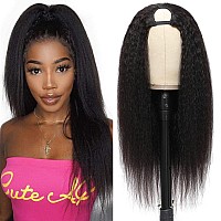 U Part Kinky Straight 16 Inch Italian Upart Half Remy Yaki Straight Wigs For Black Women Human Hair Upgraded U Shape Clip In