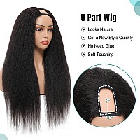 U Part Kinky Straight 16 Inch Italian Upart Half Remy Yaki Straight Wigs For Black Women Human Hair Upgraded U Shape Clip In