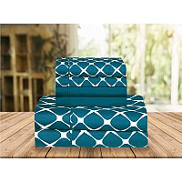 Elegant comfort Luxury Soft Bed Sheets Bloomingdale Pattern 1500 Thread count Percale Egyptian Quality Softness Wrinkle and Fade Resistant (6-Piece) Bedding Set, Queen, Teal