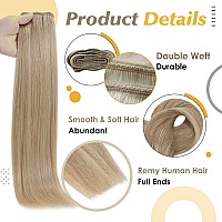 Full Shine Blonde Weft Hair Extensions Human Hair Invisible Sew In Hair Extensions Real Human Hair Golden Blonde Highlight Mediu