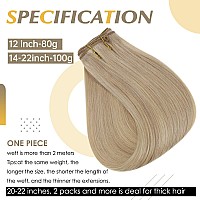 Full Shine Blonde Weft Hair Extensions Human Hair Invisible Sew In Hair Extensions Real Human Hair Golden Blonde Highlight Mediu