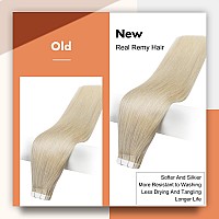 Full Shine Remy Hair Extensions Tape In Hair Extensions Real Human Hair 14Inch Seamless Tape Hair Extensions 613 Bleach Blonde T