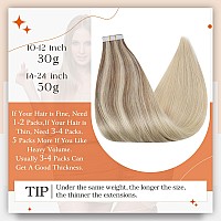 Full Shine Tape In Hair Extensions Human Hair 12Inch Color 18 Ash Blonde Fading To 22 And 60 Platinum Blonde Human Hair Extensio