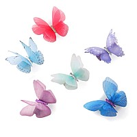 Liasun 6Pcspack 3D Colorful Organza Butterfly Hair Clips Chiffon Fairy Wings Ribbon Wrapped Clips 04Inch Barrettes Hair Ac