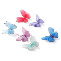 Liasun 6Pcspack 3D Colorful Organza Butterfly Hair Clips Chiffon Fairy Wings Ribbon Wrapped Clips 04Inch Barrettes Hair Ac