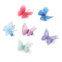 Liasun 6Pcspack 3D Colorful Organza Butterfly Hair Clips Chiffon Fairy Wings Ribbon Wrapped Clips 04Inch Barrettes Hair Ac