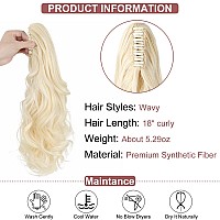 Leterly Ponytail Extension Clip In Claw 18 20 Curly Wavy Straight Pony Tails Clipon Long Hairpiece Jaw For Women Bleach Blond